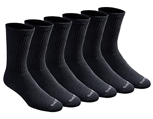 Dickies Men's Dri-tech Moisture Control Crew Socks Multipack, Solid Black (6 Pairs), Shoe Size: 6-12