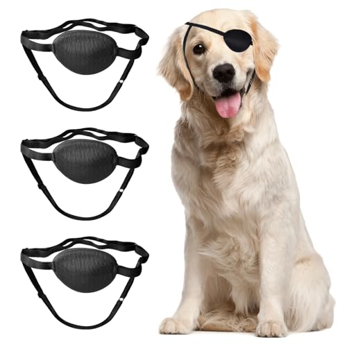 3pcs Upgrade Dog Eye Patch, Premium Dog Single Eyepatch, Protective Eye Cover for Small Medium Large Dogs Cats with Eye Injuries and Wounds