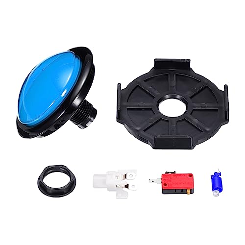 MECCANIXITY Starts Arcade Buttons ABS Black Edge Octagonal Box Convex Round for Game Console DC 12V Blue