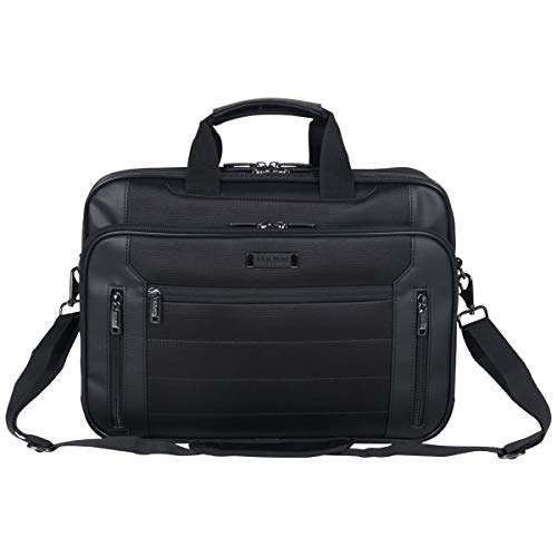 Kenneth Cole Reaction Keystone 1680d Polyester Dual Compartment 17' Laptop Business Portfolio, Black