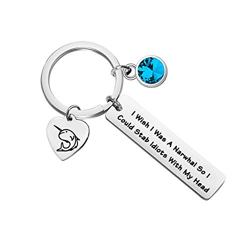 CYTING Narwhal Gift I Wish I Was a Narwhal Keychain Sea Ocean Themed Party Gift For Narwhal Lover