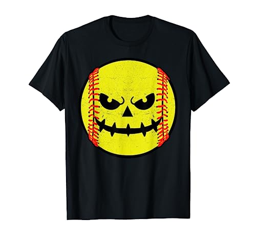Softball Halloween Scary Face Costume Hallowe'en Party T-Shirt