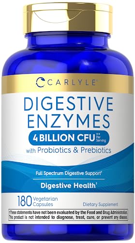 Carlyle Digestive Enzymes | with Probiotics & Prebiotics | 180 Capsules | Non-GMO and Gluten Free Supplement for Men & Women