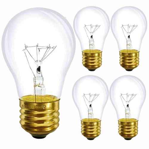 40 Watt A15 Appliance Oven Clear Incandescent Light Bulb,120/130V E26 Medium Base High Temperature Resistant Light Bulb for 16-Inch Lava Lamp,Oven Light, Range Hood Light, Refrigerator,4 Pack