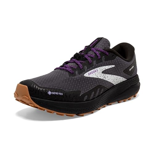 Brooks Women’s Divide 4 GTX Waterproof Trail Running Shoe - Black/Blackened Pearl/Purple - 8.5 Medium