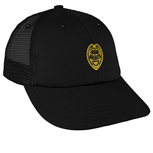 Speedy Pros Security Badge Gold Logo Embroidery Low Crown Mesh Golf Snapback Hat Black