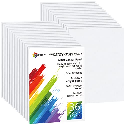 36 Pack 8x10 Inch Canvases for Painting, Blank Canvas Boards for Painting-Gesso Primed Acid-Free 100% Cotton Canvas Panels for Acrylics Oil Watercolor Tempera Paints