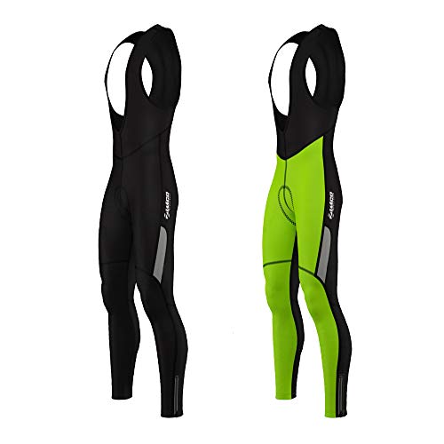 Zimco Men Cycling Bib Tight Windproof Thermal Bicycle Bib Pant Padded (M, Black)