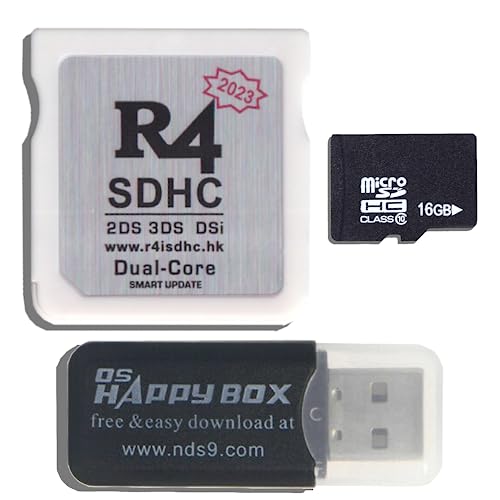 R4 2022 HK SDHC Dual Core Update Adapter Card with 16GB TF SD Card for DS DSI 2DS 3DS NDS, No Game Timebomb, White