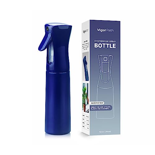 VIGOR PATH Continuous Spray Bottle with Ultra Fine Mist - Versatile Water Sprayer for Hair, Home Cleaning, Salons, Plants, Aromatherapy, and More - Hair Spray Bottle - 300ml/10.1oz (Blue)