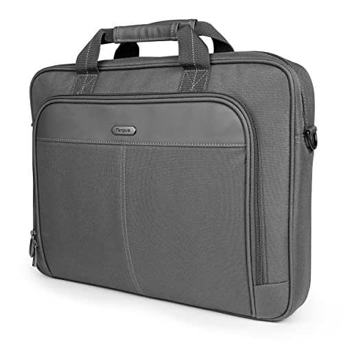 Targus 15-16 Inch Classic Slim Laptop Bag, Gray - Ergonomic Briefcase and Messenger Bag - Spacious Foam Padded Laptop Bag for 16' Laptops and Under (TCT027US)