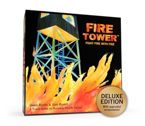 Runaway Parade Games Deluxe Fire Tower Board Game- Fight fire with fire in This Fast paced, Competitive Strategy Game | Easy to Learn | 10+ | 15-30 min