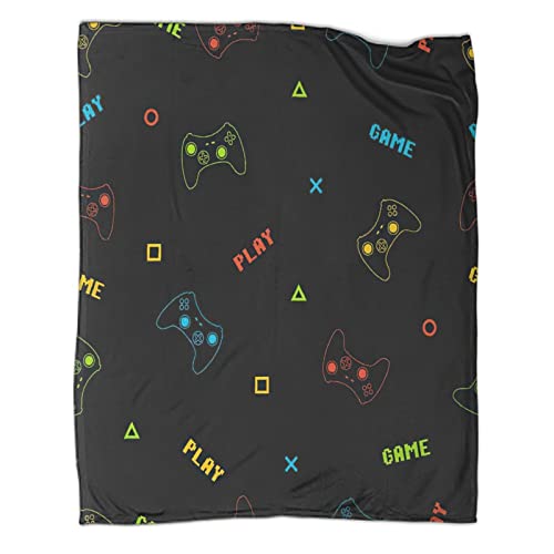 Retro Gamepad Blanket,Colorful Boy Video Game Gaming Controller Button Pattern Print Throw Blanket,Blanket for Couch Bed Sofa Ultra Warm and Cozy for All Seasons 50x60inch(127x152cm)
