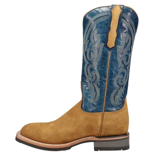 Lucchese Womens Ruth Round Toe Boots Mid Calf Low Heel 1-2' - Beige,Blue - Size 8 B