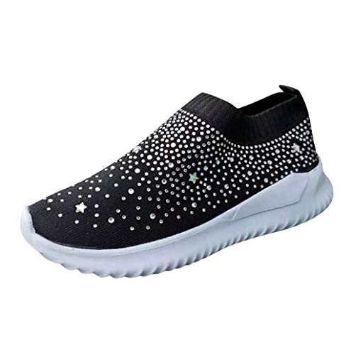 Nevera Sock Sneakers Shoes for Women Casual Fashion Bling Sequins Sneakers Cozy Slip On Flats Shoe Plus Size Black