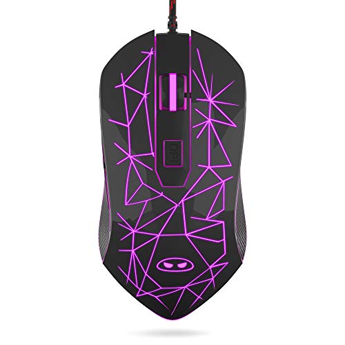 MageGee G6 Wired Gaming Mouse, Ergonomic USB Optical Mouse with 7 Colors Breathing LED Backlit, 6 Adjustable DPI Levels from 600 to 3200 for Laptop PC Computer Games & Work, Black