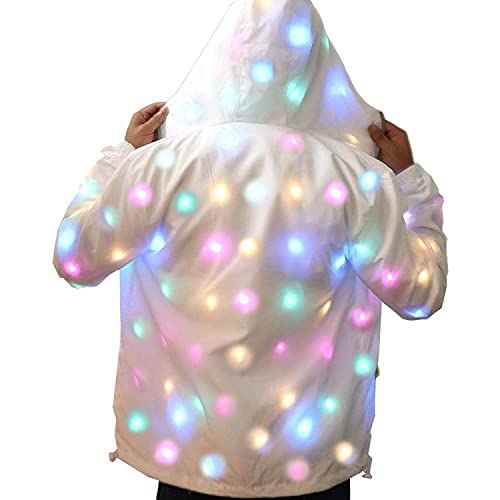 Light up Jacket LED Costume | Colourful LED Jacket/Coat for Men Women and Kids | Perfect for Raves, Party, Christmas Party, Music Festivals, etc. | Reinforced with Double Seams and Wiring - Men L