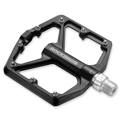 ROCKBROS Mountain Bike/MTB Pedals Bicycle Flat Pedals Aluminum 9/16' Sealed Bearing Lightweight Platform for Road Mountain BMX MTB Bike