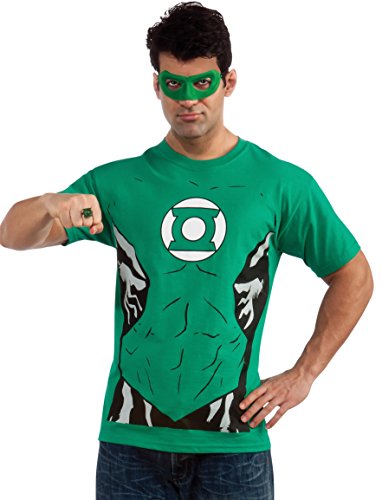 Rubie's mens Dc Comics Men's Green Lantern T-shirt With Eye Mask and Ring Party Supplies, Green, Medium US