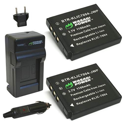 Wasabi Power Battery (2-Pack) and Charger for Pentax D-LI68, D-LI122 and Pentax Q, Q7, Q10, Q-S1, Optio A36, Optio S10, Optio S12, Optio VS20