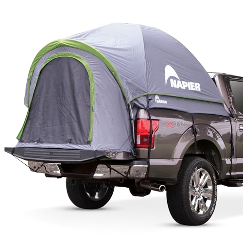Napier Backroadz Truck Bed Camping Tent - Waterproof 2-Person Tent - Easy to Install - Compact Storage Case - Sturdy Camp & Adventure Shelter Truck Accessories - Grey/Green, Compact Short Bed