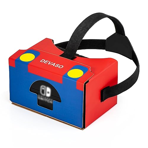 DEVASO Cardboard VR Headset for Nintendo Switch & Switch OLED Model, Switch Virtual Reality Glasses with Big Clear 3D Lens and Comfortable Head Strap, Labo Goggles VR, Cool Stuff for Boys