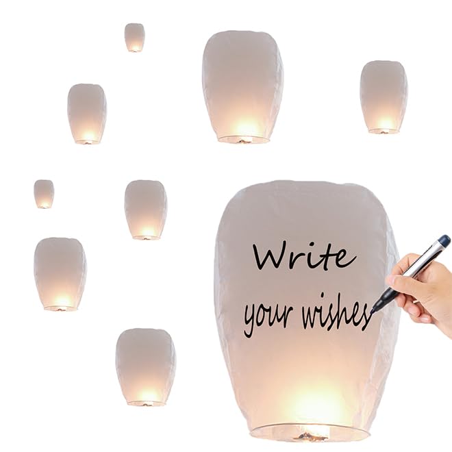Nufroupel 22 Pack White for Chinese Lanterns, Paper Lanterns to Release in Memory Make Activities More Meaningful, Each Package is Equipped with Operating Instructions.