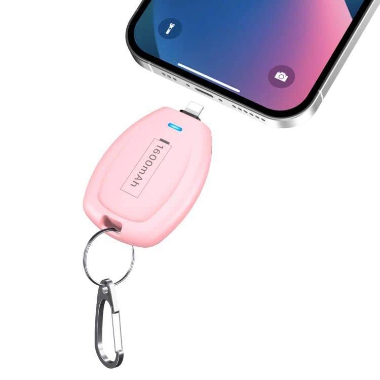 Mini Portable Charger, Keychain Charger External Battery Pack Compatible with iPhone 14/14 Plus/14 Pro Max/13/13 Pro Max/12/12 Mini/12 Pro Max/11 Pro/XS Max/XR/X/8/7/6/6S/Plus Airpods and More (Pink)