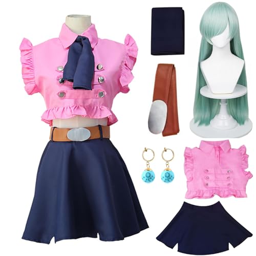 Elizabeth Liones Cosplay,Anime Cosplay Costume Pink full Set Costume Halloween
