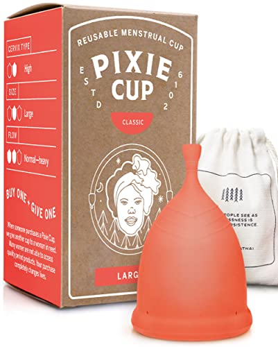 Pixie Soft Menstrual Cup - Ranked 1 for Most Comfortable Reusable Period Cup - Buy One We Give One - Includes Ebook Guide, Flushable Wipes, Lube, & Storage Bag - Tampon and Pad Alternative