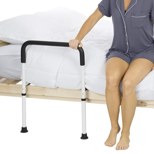 Vive Bed Assist Rail - Adult Bedside Standing Bar for Seniors, Elderly, Handicap - Fit King, Queen, Full, Twin - Adjustable Fall Prevention Safety Handle Guard - Long Hand Bedrail Grab Bar Cane