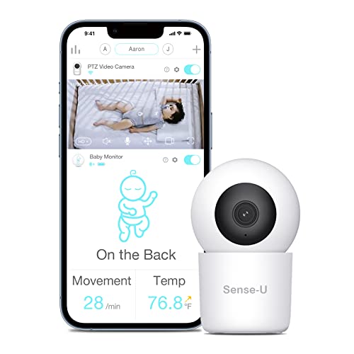 Sense-U Smart 2K Video Baby Monitor, FSA&HSA Eligible, Pan/Tilt, Person/Baby Crying/Motion Detection, 2-Way Talk, Night Vision, Background Audio, No Monthly Fee (Compatible with Smart Baby Monitor)