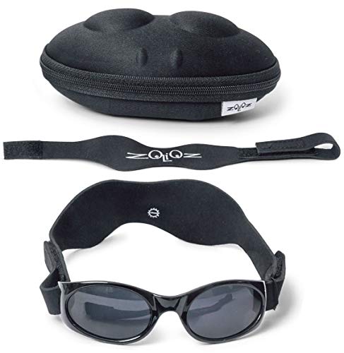 Tuga Polarized Baby/Toddler UV 400 Sunglasses w/ 2 Straps & Case, Black