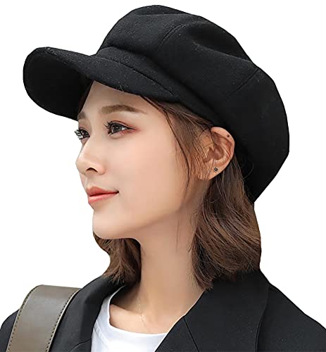 Newsboy Hats for Women, Women Newsboy Hat Trucker Hat Beret Newsboy Caps Retro Fashion Winter Hats for Women 2023 A Black