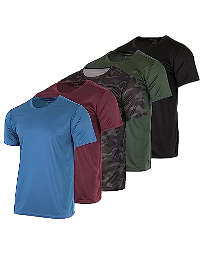 5 Pack: Boys Mesh Short Sleeve Shirts Crew Neck Boy Shirt T-Shirt Tshirt Tops Tees Girls Youth Teen Active Wear Athletic Quick Dry Basketball Gym Sport Undershirt Tee Soccer Top -Set 9,XL 16-18