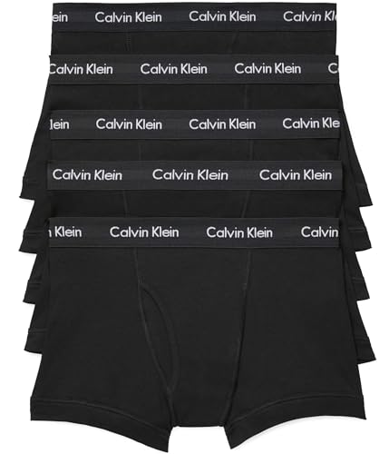 Calvin Klein Men's Cotton Classics 5-Pack Trunk, 5 Black, M
