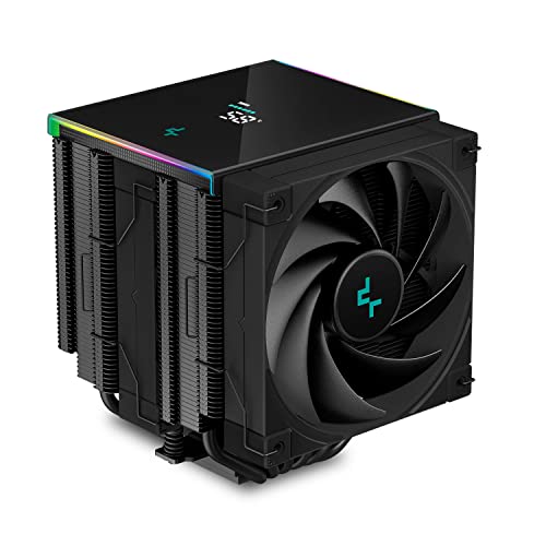 DeepCool AK620 Digital CPU Air Cooler Mighty 260w TDP 6 Copper Heatpipes Dual-Tower with Status Display Screen and ARGB LED Strips 120mm FDB Fan for LGA 1700/1200/1151/1150/1155/AM5/AM4