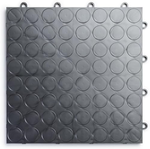 Big Floors RaceDeck CircleTrac, Durable Copolymer Interlocking Modular Garage Flooring Tile (12 Pack), Graphite