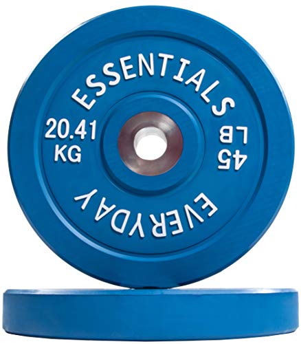BalanceFrom Color Coded Olympic Bumper Plate Weight Plate with Steel Hub, 45LB Pair