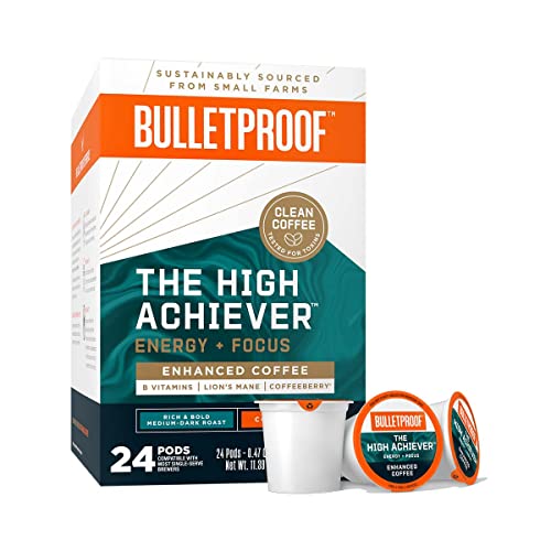 Bulletproof The High Achiever Single-Serve Pods, 24 count, Medium-Dark Roast Enhanced Coffee