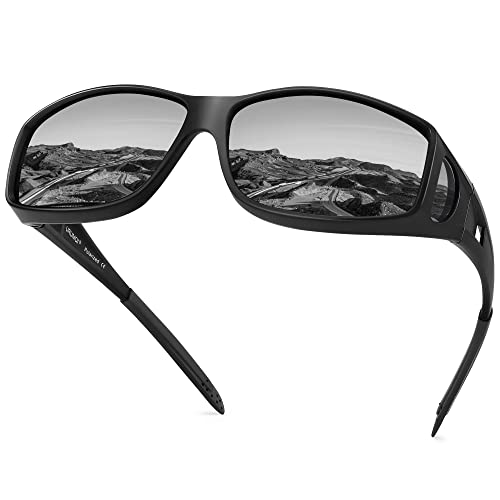URUMQI Sunglasses Fit Over Glasses, Polarized 100% UV Protection Wrap-around Sunglasses for Men & Women Driving