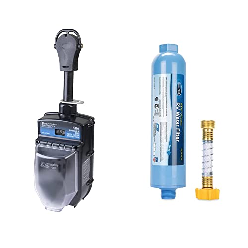 PROGRESSIVE INDUSTRIES RV Surge Protector 50 Amp with Electrical Management System, Portable, EMS-PT50X & Camco TastePURE RV/Marine Water Filter (40043)