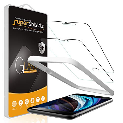 (2 Pack) Supershieldz Designed for iPhone SE (2022, 3rd Gen) / iPhone SE (2020, 2nd Generation) / iPhone 8 / iPhone 7 (4.7 inch) Tempered Glass Screen Protector with (Easy Installation Tray) Anti Scratch, Bubble Free