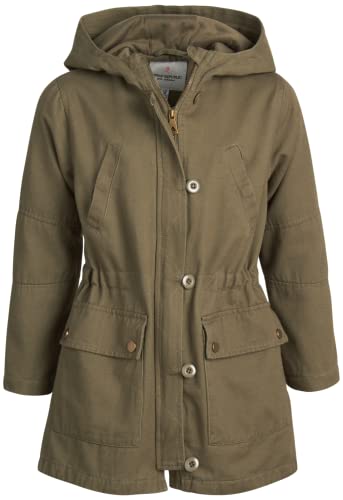 URBAN REPUBLIC Girls Spring Fashion Jacket - Cotton Twill Lightweight Jacket with Cinched Waist, Size 14/16, Army Green