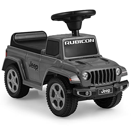 INFANS Kids Ride On Push Car, Licensed Jeep Foot-to-Floor Sliding Toddler Toy with Engine Sound, Horn, Under Seat Storage, Baby Walking Racer Gift for Boys Girls Age 1.5-3 (Gray)