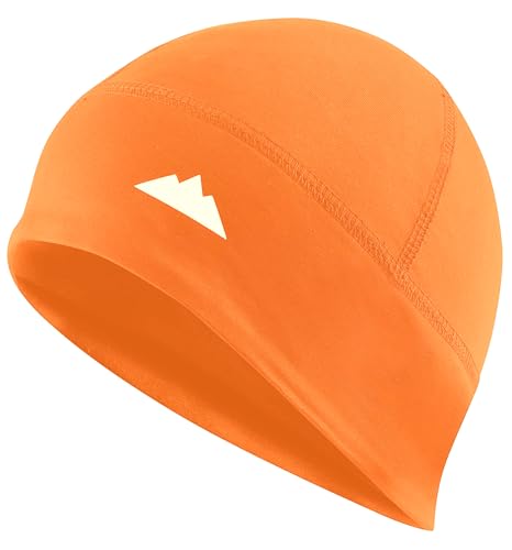 Tough Headwear Winter Skull Caps for Men, Skull Cap Football, Helmet Liner, Running Beanie, Cycling Cap, Motorcycle Skull Cap Orange