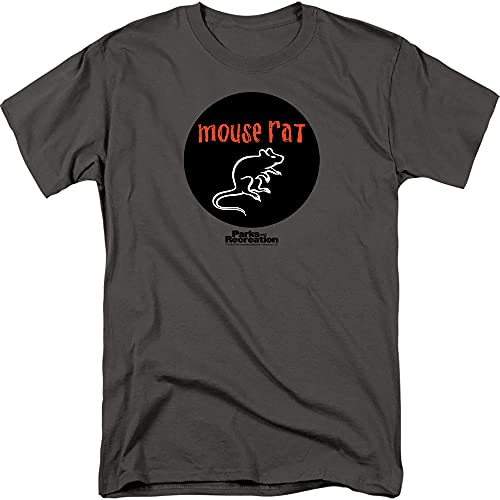 Parks & Rec Mouse Rat Pawnee Band Charcoal Gray T Shirt & Stickers (Medium)