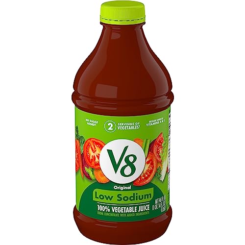 V8 Low Sodium Original 100% Vegetable Juice, 46 fl oz Bottle
