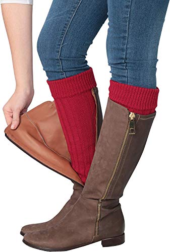 Isadora Paccini Women's Ribbed Knit Leg Warmers, One Size, LW15, red