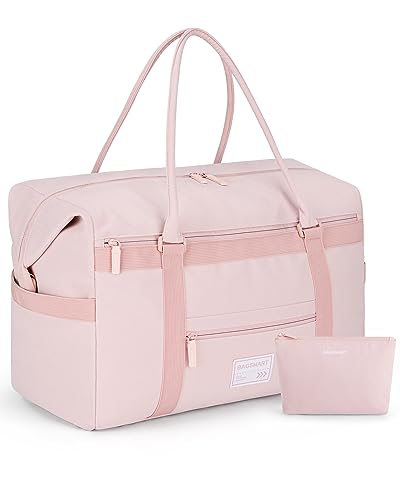 BAGSMART Travel Duffle Bag for Women, Multi Pockets Carry On Weekender Overnight Bag, Large Travel Tote Bag for Personal Items, Pink